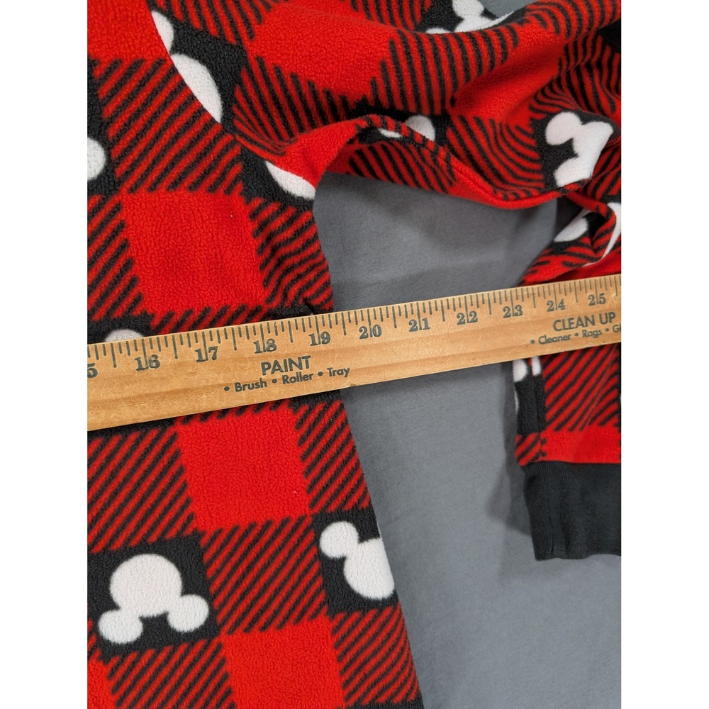 Disney 100 Mickey Mouse‎ Buffalo Plaid Hooded One Piece Pajamas Red Black Medium - Picture 6 of 9